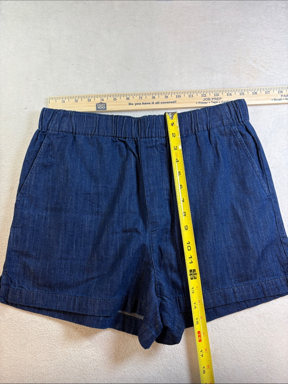 Madewell Dark Blue Elastic-Waist Denim Shorts